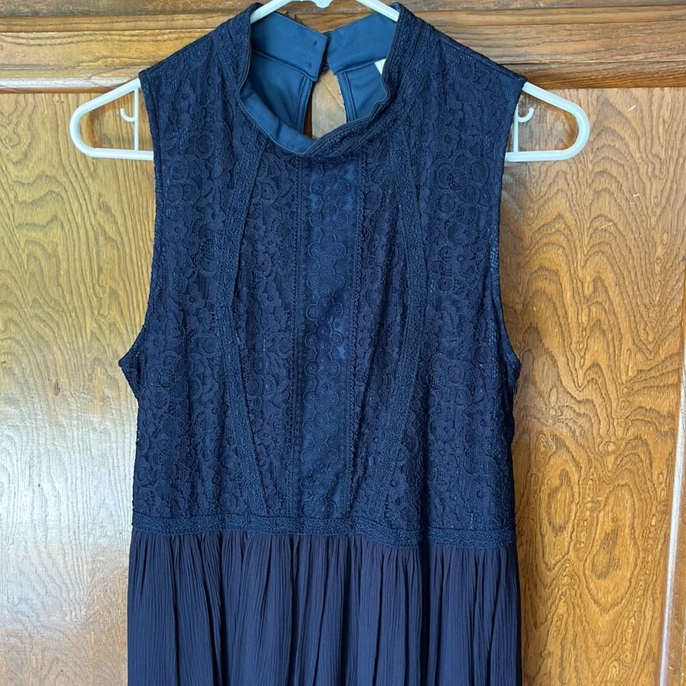 Xhilaration Lace Navy Blue Knee Length Dress women’s Size Large Sleeveless - Picture 4 of 4